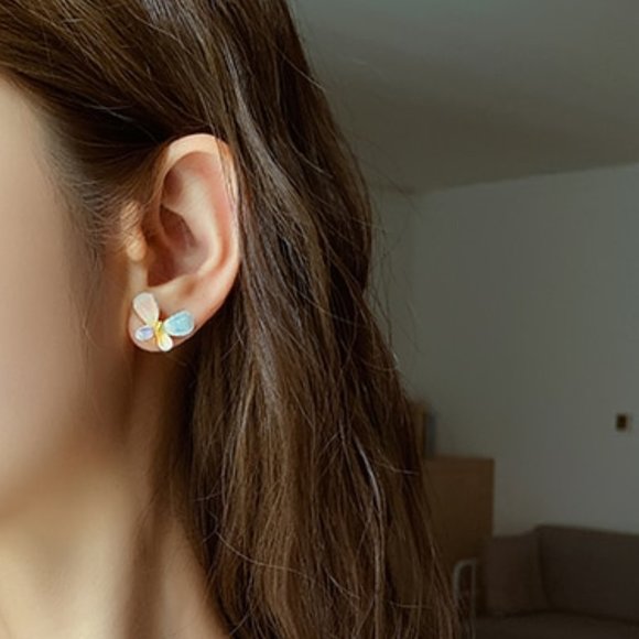 Colorful Butterfly Acrylic Gold Stud Earrings - Picture 4 of 4